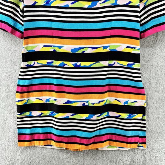 Richie Freeman For Teri Jon Blazer Women 12 Multicolor Linen Striped Rainbow Art - Picture 8 of 10